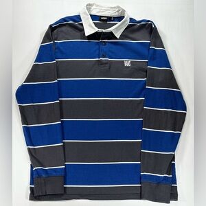 Vans Blue Striped Rugby Polo Long Sleeve Shirt Men’s Medium Retro Skatewear
